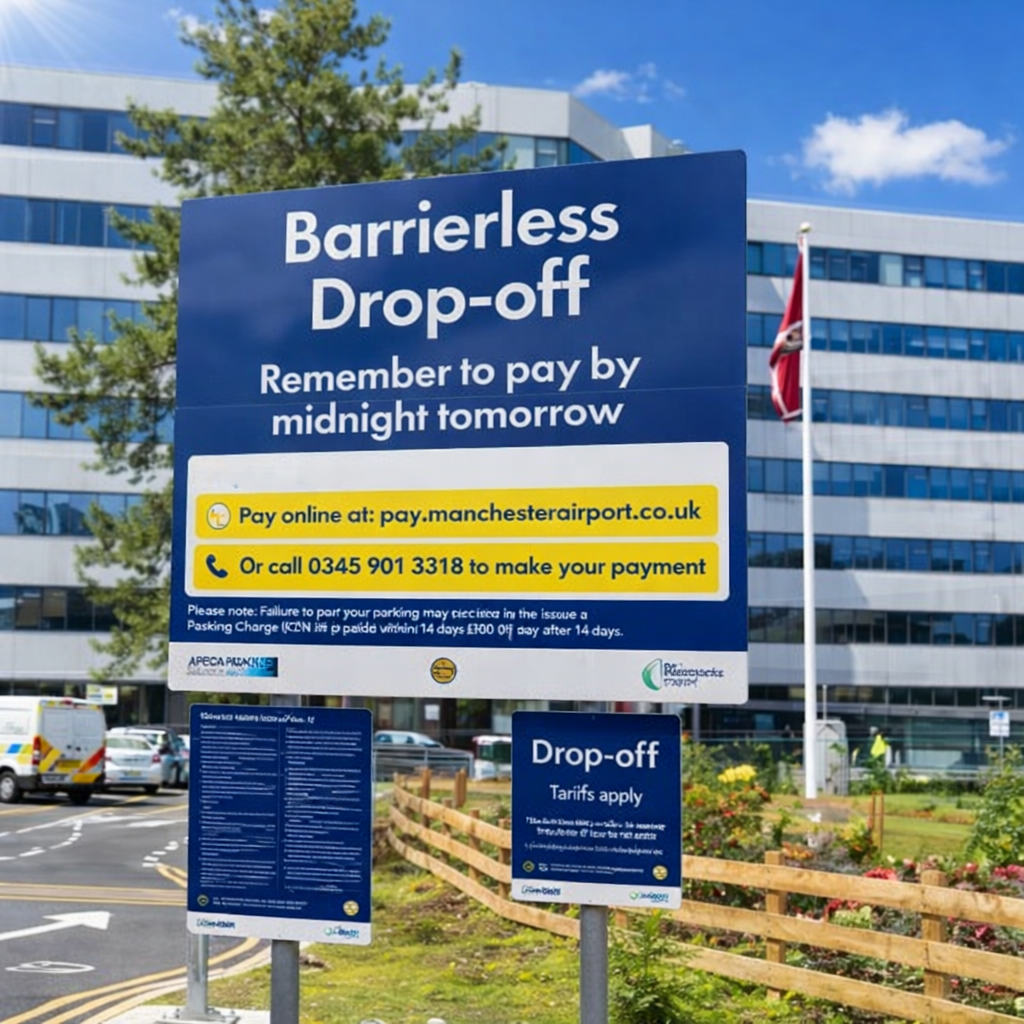 Manchester Airport Parking. How to pay drop off charge